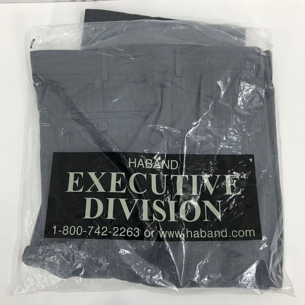 New NOS VINTAGE Haband EXECUTIVE DIVISION Gray Pinstripe Pants 01W 36 X 34 A19